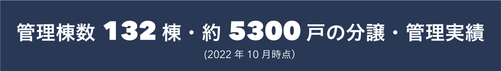 管理棟数132棟・約5,300戸の分譲・管理実績（2022年10月時点）